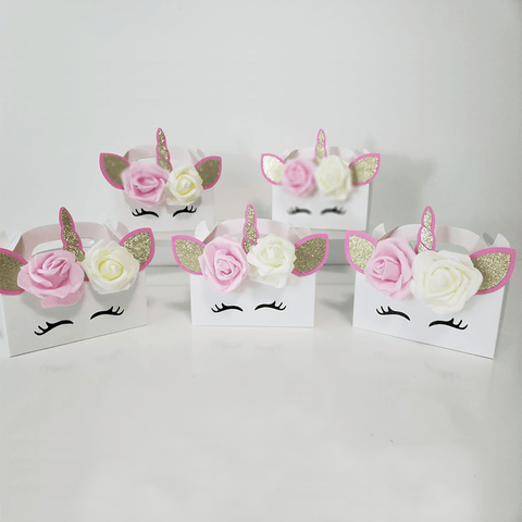 Unicorn Face & Flowers Favor Box- Personalized